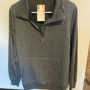Womens Gray Quilted Sweater
